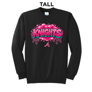 Knights Baseball Tall Fleece Crewneck Sweatshirt-Black