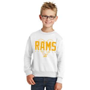 QCA Rams BB Youth Fleece Crewneck Sweatshirt-White