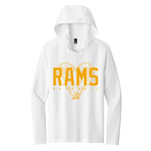 QCA Rams BB District Made Mens Perfect Tri Long Sleeve Hoodie-White