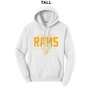 QCA Rams BB Tall Fleece Hooded Sweatshirt-White