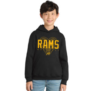 QCA Rams BB Youth Fleece Hooded Sweatshirt-Black