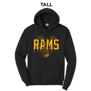 QCA Rams BB TALL Classic Pullover Hooded Sweatshirt-Black
