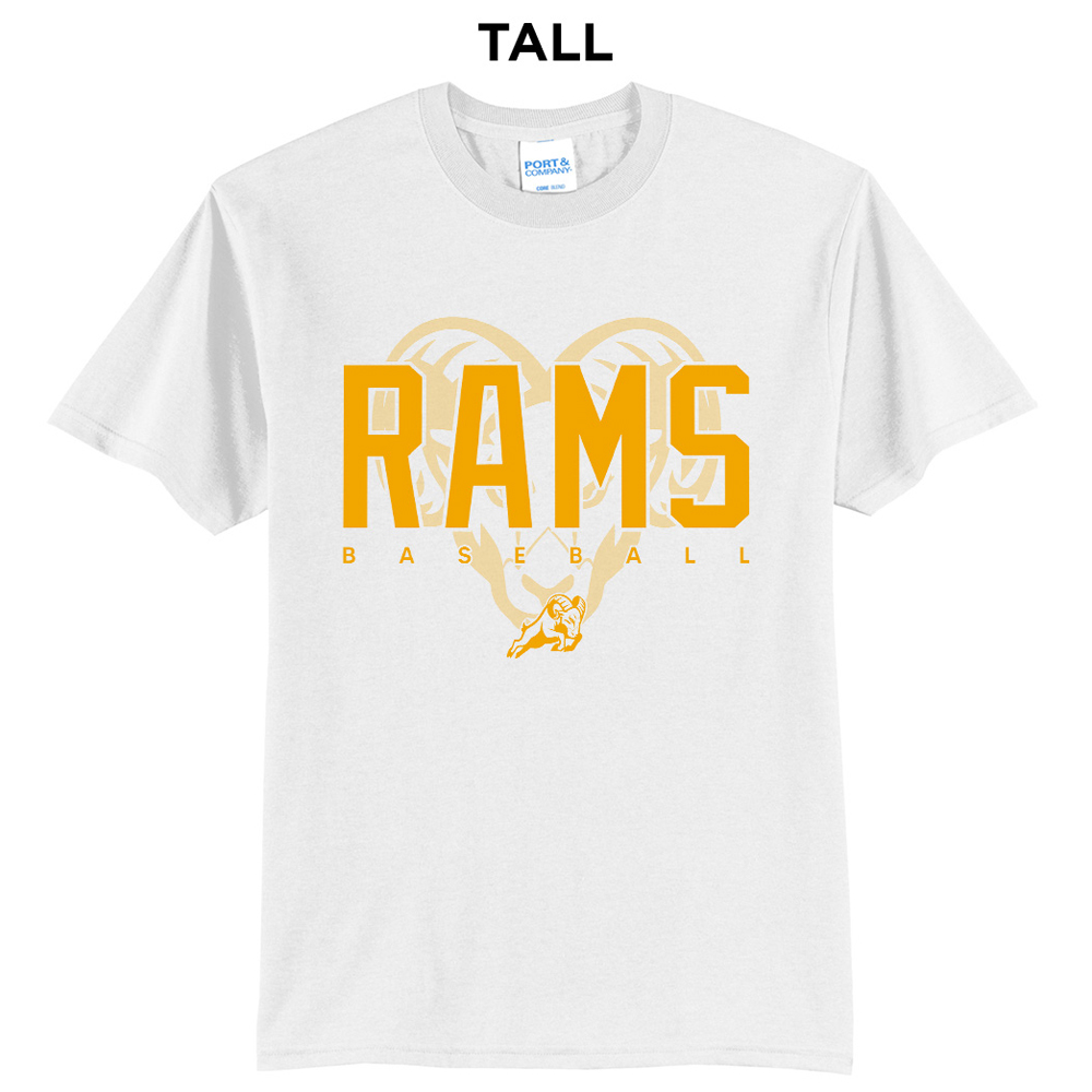 QCA Rams BB Tall Short Sleeve Tee-White