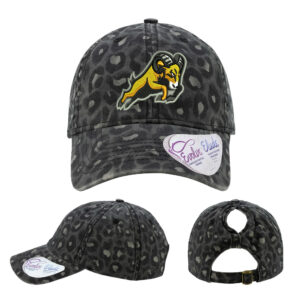 QCA Rams BB Infinity Her Women’s Garment-Washed Fashion Print Cap – HATTIE-Black Leopard