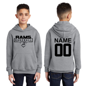 QCA Rams BB Youth Fleece Hooded Sweatshirt-Athletic heather