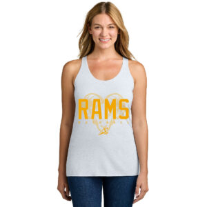 QCA Rams BB Next Level Women’s Triblend Racerback Tank-Heather White