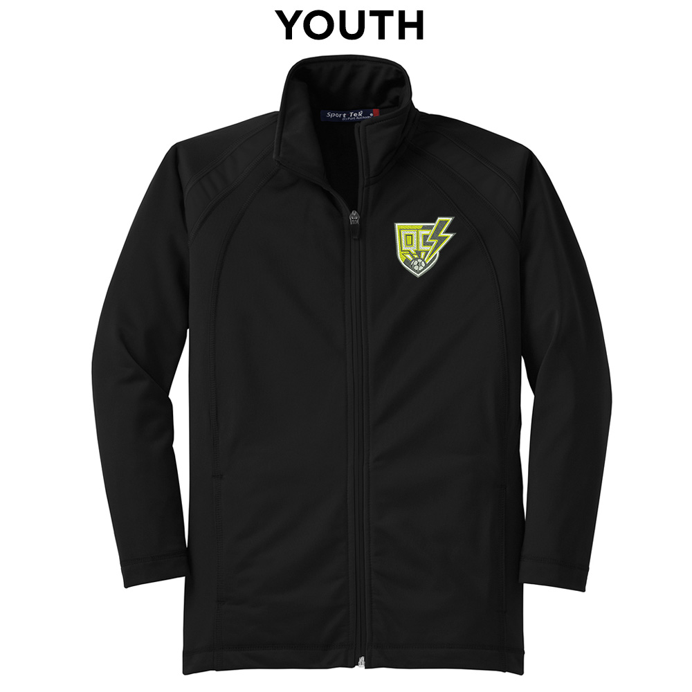 QC Strikers Soccer Sport-Tek Youth Tricot Track Jacket-Black/Black
