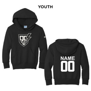 QC Strikers Soccer Youth Fleece Hooded Sweatshirt-Black