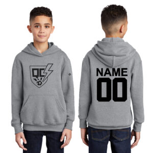QC Strikers Soccer Youth Fleece Hooded Sweatshirt-Athletic Heather