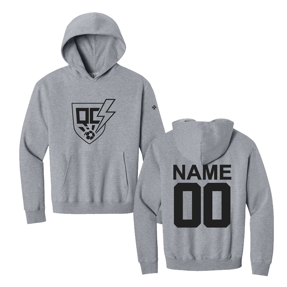 QC Strikers Soccer BELLA CANVAS Unisex 10-Ounce Heavyweight Pullover Hoodie-Athletic Heather