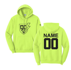QC Strikers Soccer Unisex Fleece Hooded Sweatshirt-Neon Yellow