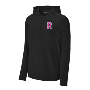 Rampage Baseball Sport-Tek Men Repeat 1/2-Zip Long Sleeve Hooded Jacket-Black
