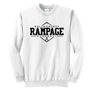 Rampage Baseball Unisex Fleece Crewneck Sweatshirt-White