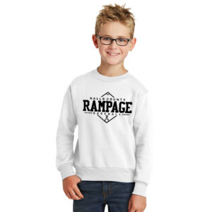 Rampage Baseball Youth Fleece Crewneck Sweatshirt-White