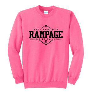 Rampage Baseball Unisex Fleece Crewneck Sweatshirt-Neon Pink
