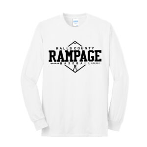 Rampage Baseball Unisex Cotton Long Sleeve Tee-White