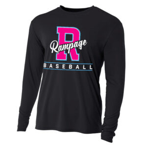 Rampage Baseball Adult Cooling Performance long sleeve Crew Tee- Black