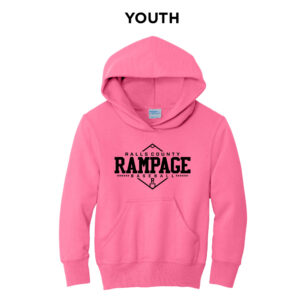 Rampage Baseball Youth Fleece Hooded Sweatshirt-Neon Pink