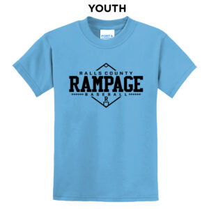 Rampage Baseball Youth Short Sleeve Tee-Aquatic Blue