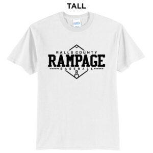 Rampage Baseball Tall Short Sleeve Tee-White
