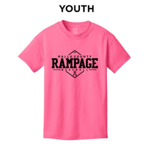 Rampage Baseball Youth Short Sleeve Tee-Neon Pink