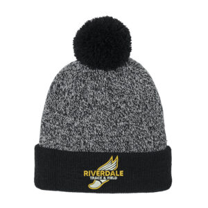 Riverdale Track Field Sport-Tek Halftime Heather Pom Beanie-Black/Silver