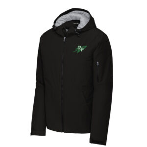 Rock Falls Track Field Sport-Tek Men Waterproof Insulated full zip hooded Jacket-Black
