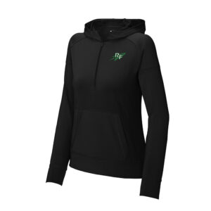 Rock Falls Track Field Sport-Tek Ladies Sport-Wick Stretch 1/2-Zip Hoodie-Black