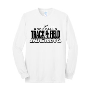 Rock Falls Track Field Unisex Cotton Long Sleeve Tee-White