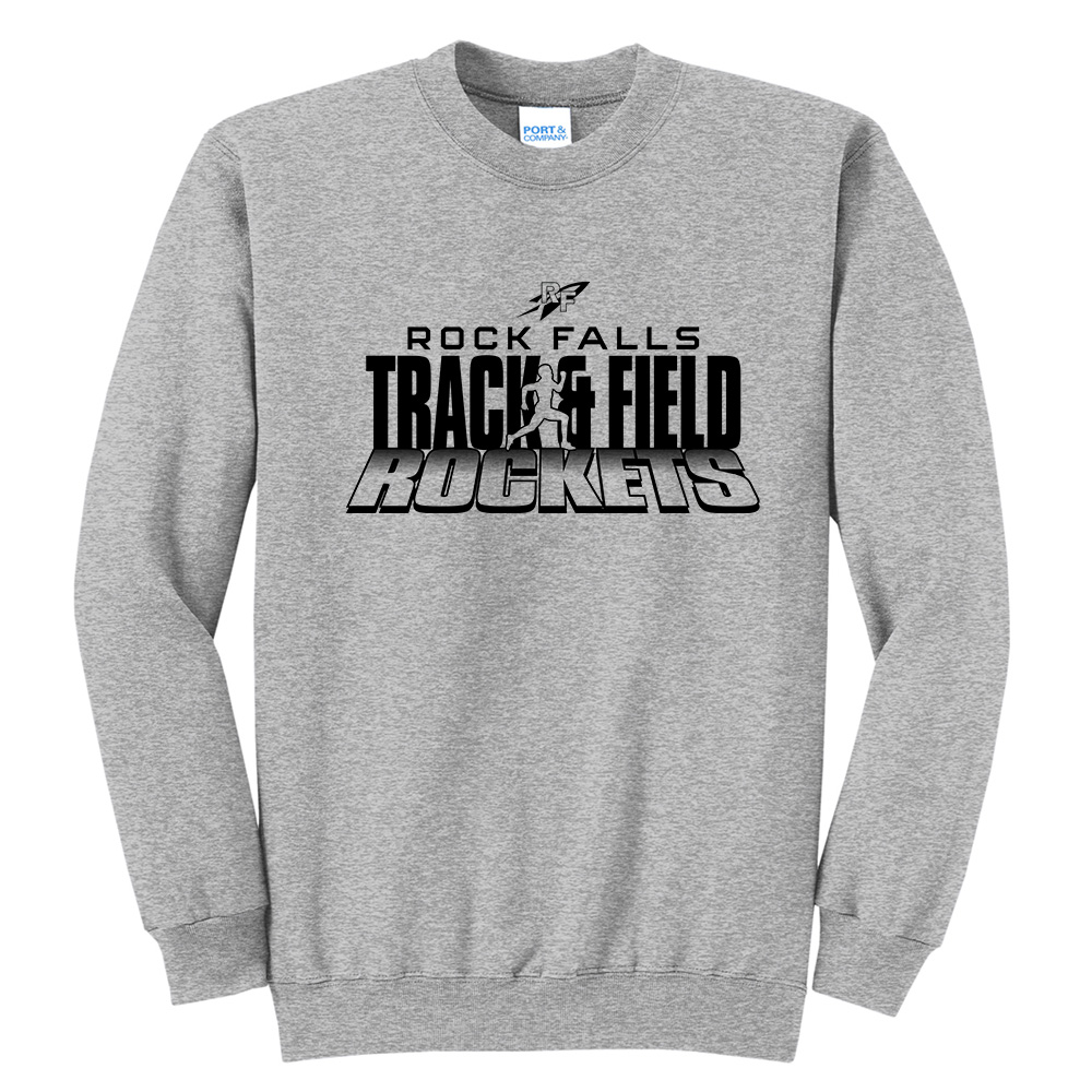 Rock Falls Track Field Unisex Fleece Crewneck Sweatshirt-Athletic Heather