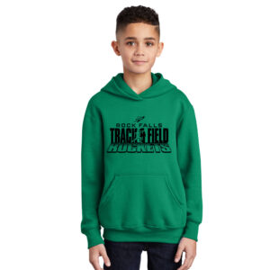 Rock Falls Track Field Youth Fleece Hooded Sweatshirt-Kelly