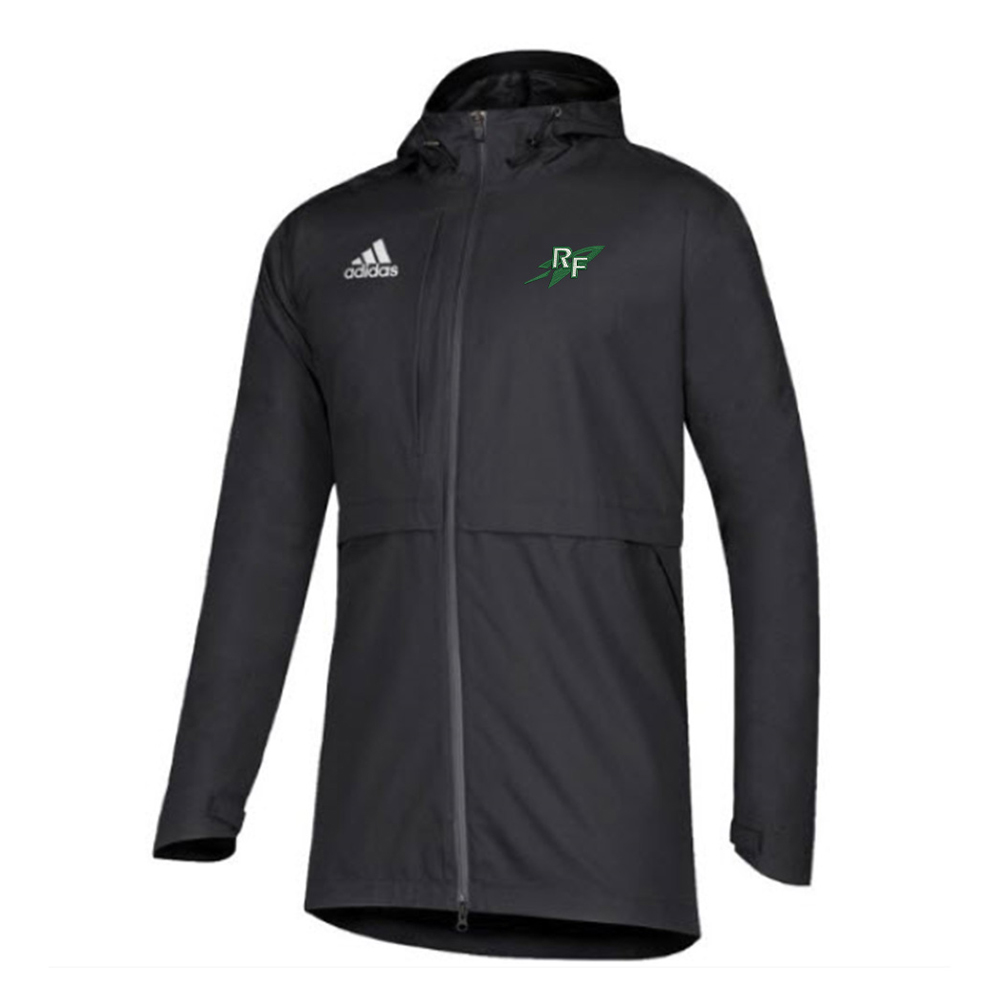 Rock Falls Track Field Adidas Game Mode Full Zip water resistant Rain Jacket - BLACK (2x-4x)