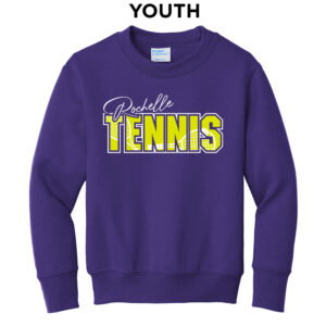 Rochelle Hubs Tennis Youth Fleece Crewneck Sweatshirt-Purple