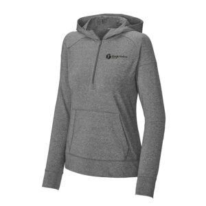 RV Health Sport-Tek Ladies Sport-Wick Stretch 1/2-Zip Hoodie-Charcoal Grey Heather