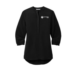 Rock Valley Kids Port Authority Ladies 3/4-Sleeve Textured Crepe Tunic-Deep Black