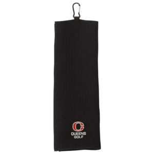 River Queen Golf Carmel Towel Company – Fairway Golf Towel- waffle-weave microfiber Tri-Fold with carabiner-Black