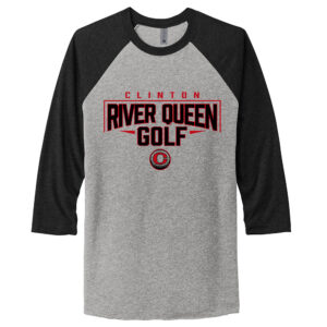 River Queen Golf Next Level Unisex Triblend 3/4 Sleeve Raglan Tee-Black/Heather