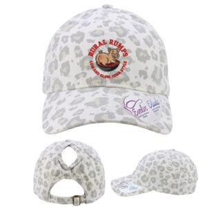 Rural Rumps Infinity Her Women’s Garment-Washed Fashion Print Cap -Snow Leopard