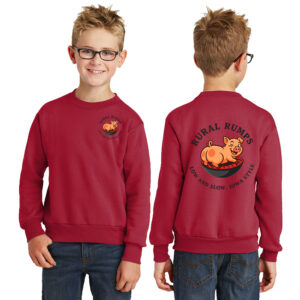 Rural Rumps Youth Fleece Crewneck Sweatshirt-Red