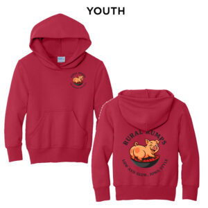 Rural Rumps Youth Fleece Hooded Sweatshirt-Red