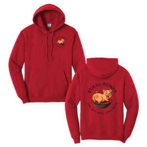Rural Rumps Unisex Fleece Hooded Sweatshirt-Red