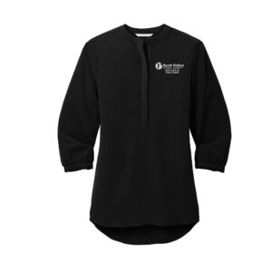 RV Athletic Trainer Port Authority Ladies 3/4-Sleeve Textured Crepe Tunic-Deep Black