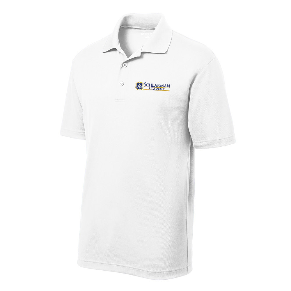 Schlarman Academy Sport-Tek PosiCharge RacerMesh Polo Men-White