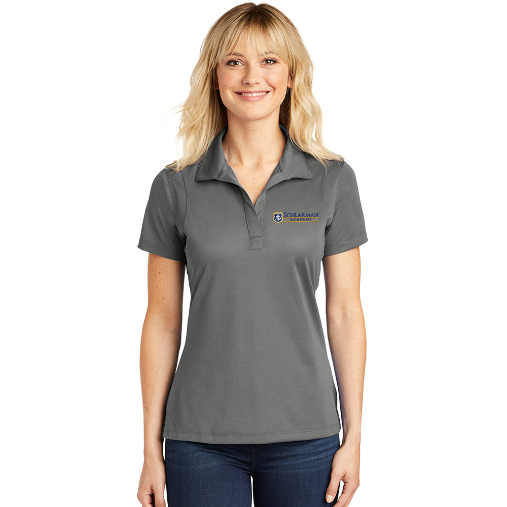 Schlarman Academy Sport-Tek LADIES Micropique Sport-Wick Polo-Grey Concrete
