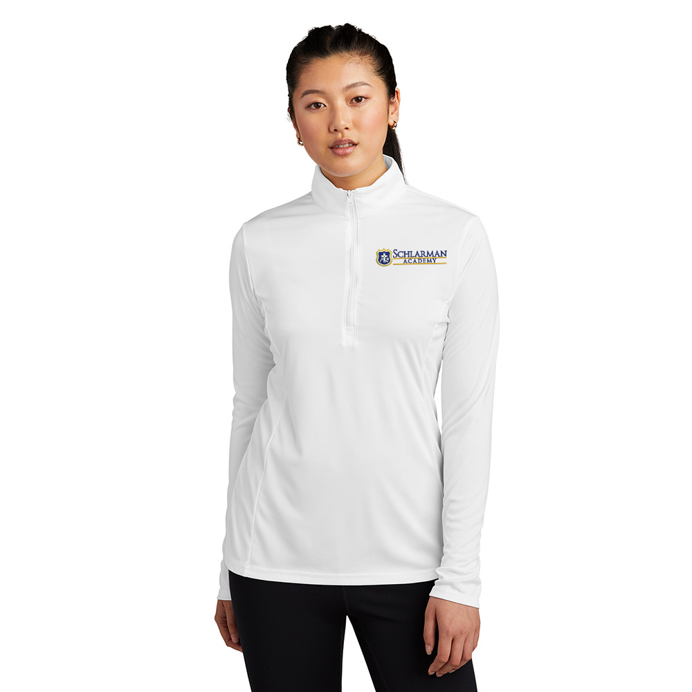 Schlarman Academy Sport-Tek Ladies PosiCharge Competitor 1/4 Zip Pullover-White
