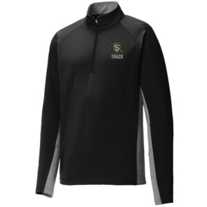 Streamwood Track Field Sport-Tek Sport wick stretch 1/4 zip pullover w/heather Men-Black/Charcoal Grey Heather