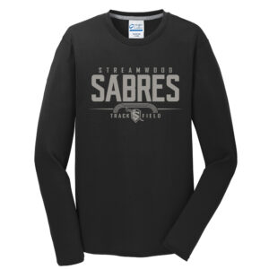 Streamwood Track Field Unisex Long Sleeve Essential Blended Performance Tee-Black