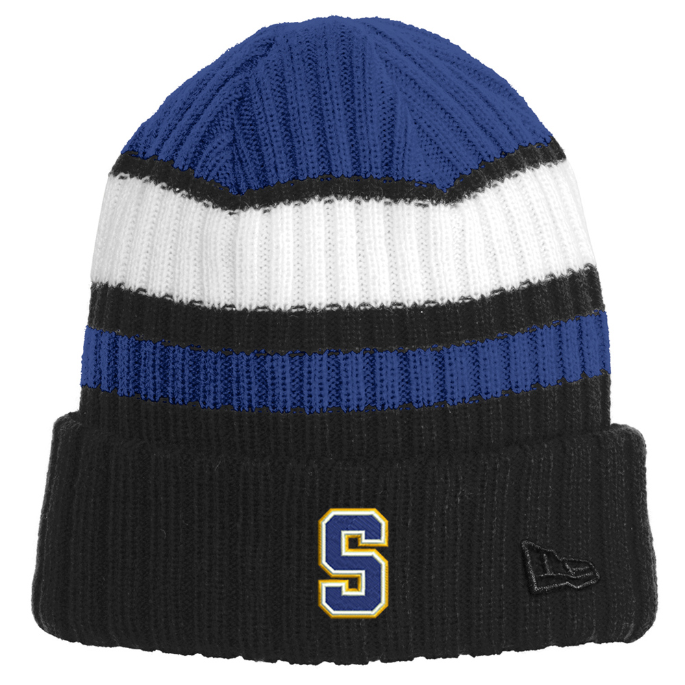 Schlarman New Era Ribbed Tailgate Beanie-Royal/Black/White