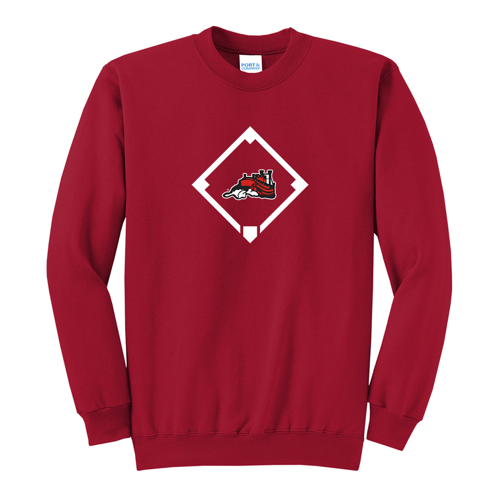 Steamer Baseball Unisex Fleece Crewneck Sweatshirt-Red