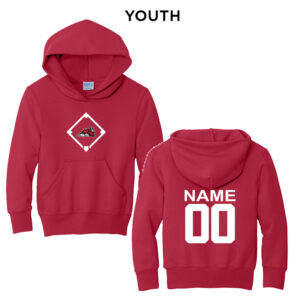 Steamer Baseball Youth Fleece Hooded Sweatshirt-Red